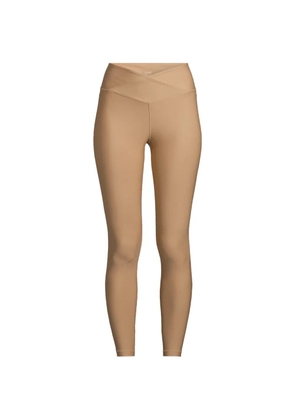 Casall crossover-waistband logo-print leggings - Neutrals