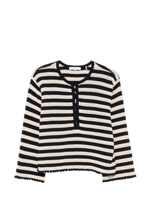 FRAME striped pointelle-knit sweater - Blue