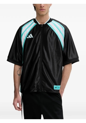 adidas Mercedes Las Vegas logo-print zip-up T-shirt - Black