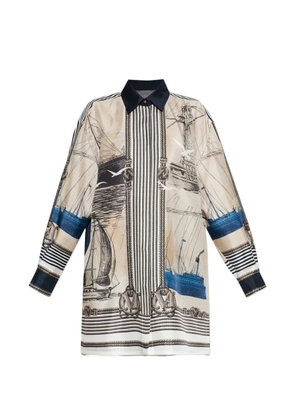 Max Mara Teglia nautical-print silk shirt - Neutrals