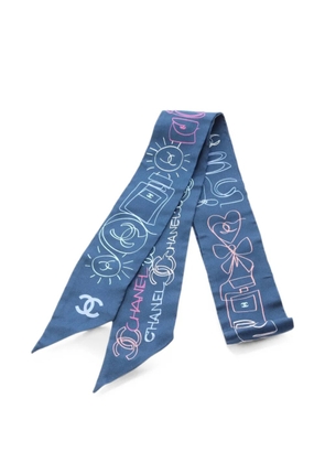 CHANEL Pre-Owned 1986-1988 Coco Mark silk scarf - Blue