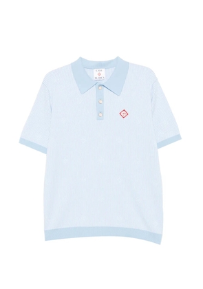 Casablanca monogram-jacquard striped polo shirt - Blue