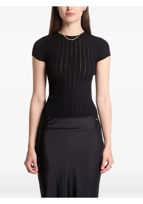 GUESS USA ribbed-knit short-sleeve T-shirt - Black