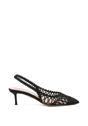 Aquazzura Kahlo embroidered mesh pumps - Black