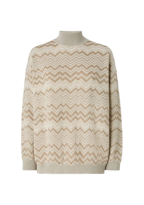 Missoni zigzag-knit high-neck sweater - Neutrals