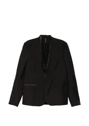 Giovanni Cavagna raw-edge collarless blazer - Black