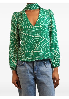 Rixo polka-dot silk blouse - Green