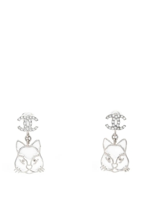 CHANEL Pre-Owned 1986-1988 Coco Mark cat earrings - Silver