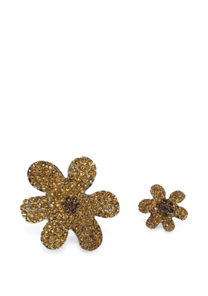 Marni crystal-embellished flower pins - Silver
