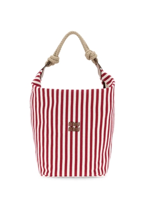Miu Miu striped rope-handle bucket bag - Red
