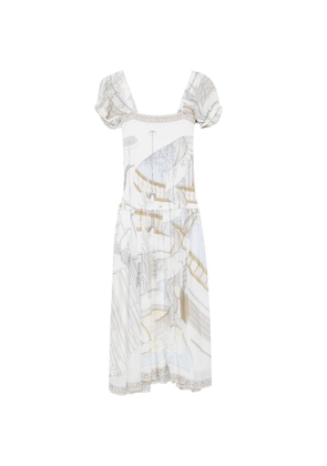 Tory Burch graphic-print midi dress - Neutrals