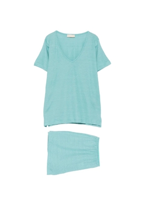MOMONÌ V-neck short-sleeve T-shirt set - Blue