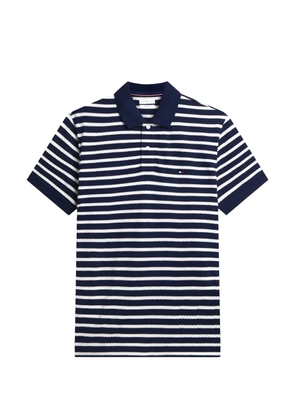 Tommy Hilfiger striped-print logo-embroidered polo shirt - Blue