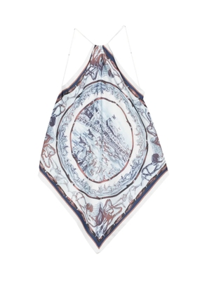 D.Exterior graphic-print halterneck scarf - White