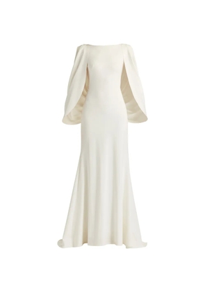Tadashi Shoji Kairi Capelet cape-sleeved gathered-back maxi dress - White
