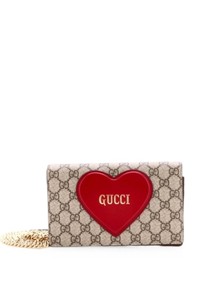 Gucci Pre-Owned Logo Heart Chain Wallet GG Coated Canvas crossbody bag - Brown