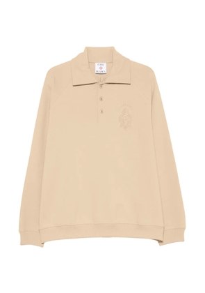 Casablanca embroidered raglan-sleeve polo shirt - Neutrals