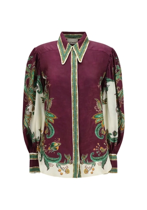 ALEMAIS Ruthie balloon-sleeve silk-blend shirt - Purple