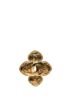 CHANEL Pre-Owned 1990-2010 Gold Plated Coco Mark Flower Brooch costume brooch