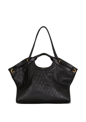 Balmain large tote in topstitched leather - Black
