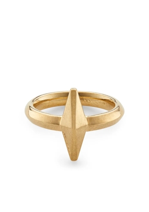 Jimmy Choo logo-engraved matte-finish ring - Gold