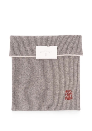 Brunello Cucinelli ribbed-knit embroidered snood - Grey