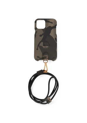 TOM FORD camouflage-print lanyard phone case - Green