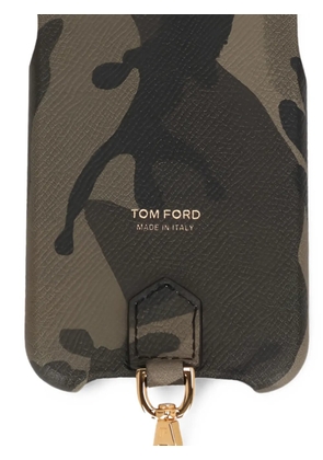 TOM FORD camouflage-print lanyard phone case - Green