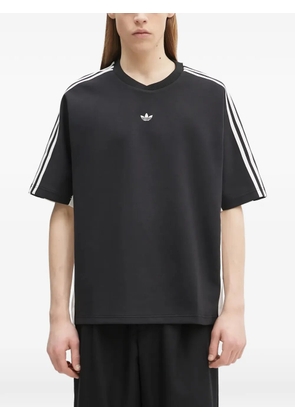 adidas logo-embroidered striped-sleeve T-shirt - Black