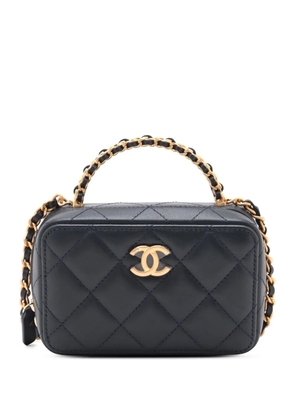 CHANEL Pre-Owned 2021-2025 Mini CC Quilted Lambskin Chain Top Handle Vanity Case satchel - Blue