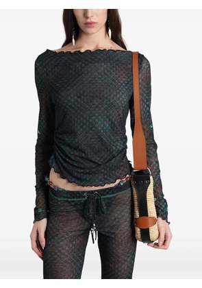 SIEDRES checkered ruched top - Green
