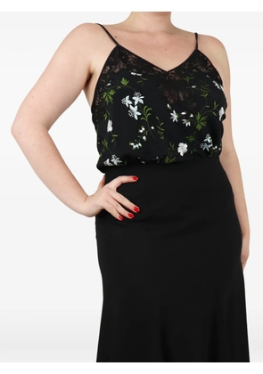 Paco Rabanne Pre-Owned floral-embroidered lace-trim top - Black