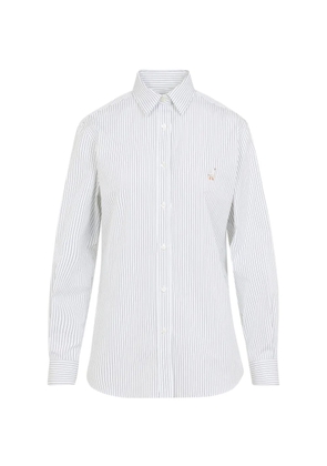Moschino striped embroidered-goose shirt - White