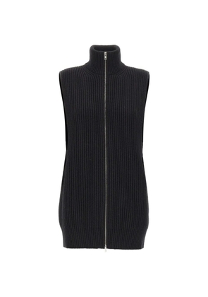 MM6 Maison Margiela ribbed-knit zip-up vest - Black