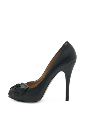 Valentino Garavani Pre-Owned rose-detail peep-toe pumps - Black