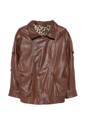 ADRIANNA FERETTI zip-up leather jacket - Brown