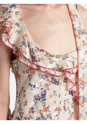 SIEDRES floral-print ruffled dress - Neutrals
