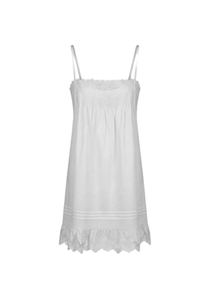 Saint Laurent lace-trim A-line mini dress - White