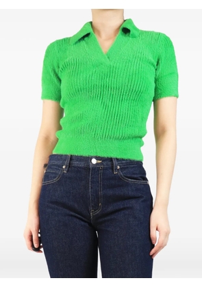 SANDRO brushed-knit polo-collar T-shirt - Green