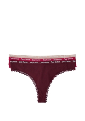 Juicy Couture ribbed lace-trim brief (set of three) - Red