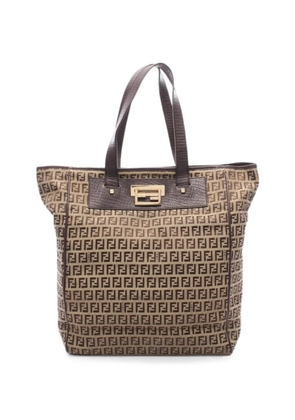 Fendi Pre-Owned 2000s Zucchino leather-trim tote bag - Neutrals