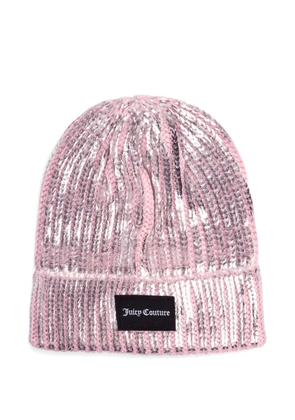 Juicy Couture logo-patch knitted beanie hat - Pink