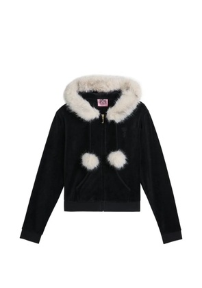 Juicy Couture faux-fur trim pom-pom hoodie - Black