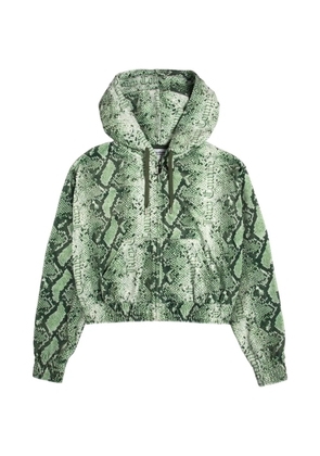 Juicy Couture snake-print diamanté oversized cropped hoodie - Green