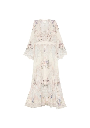 Camilla crystal-embellished floral-print maxi dress - Neutrals