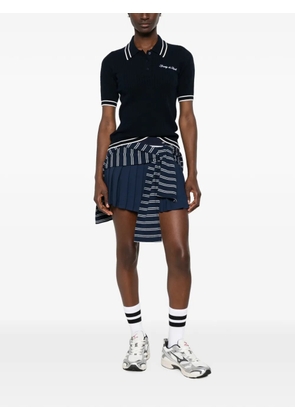 Sporty & Rich cable-knit logo-embroidered polo shirt - Blue