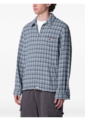 A BATHING APE® check zip-up shirt - Blue