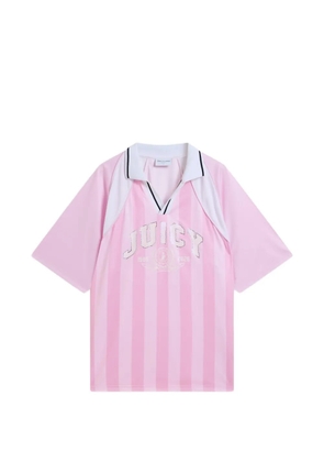 Juicy Couture striped-print rhinestone-embellished T-shirt - Pink