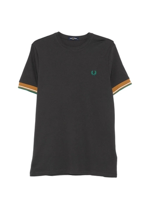 Fred Perry embroidered-logo tipped-cuff T-shirt - Grey