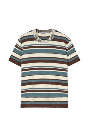 Burberry striped check trim T-shirt - Neutrals